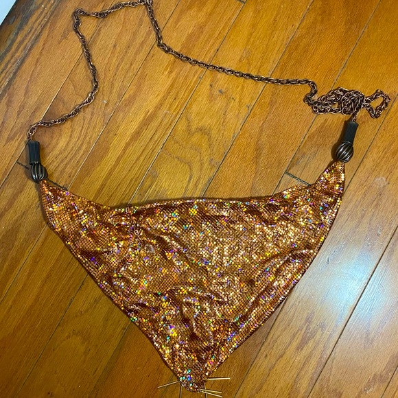 Mesh Link Slouchy Bronze Crossbody Purse - Picture 4 of 4